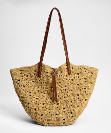 LAYLA FLORAL RAFFIA FAN TOTE